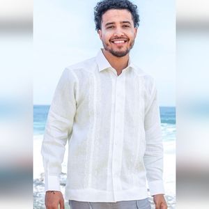 NWOT Modelcloth Colima Weddingtropics  100% Pure Linen Wedding shirt Mens Size L